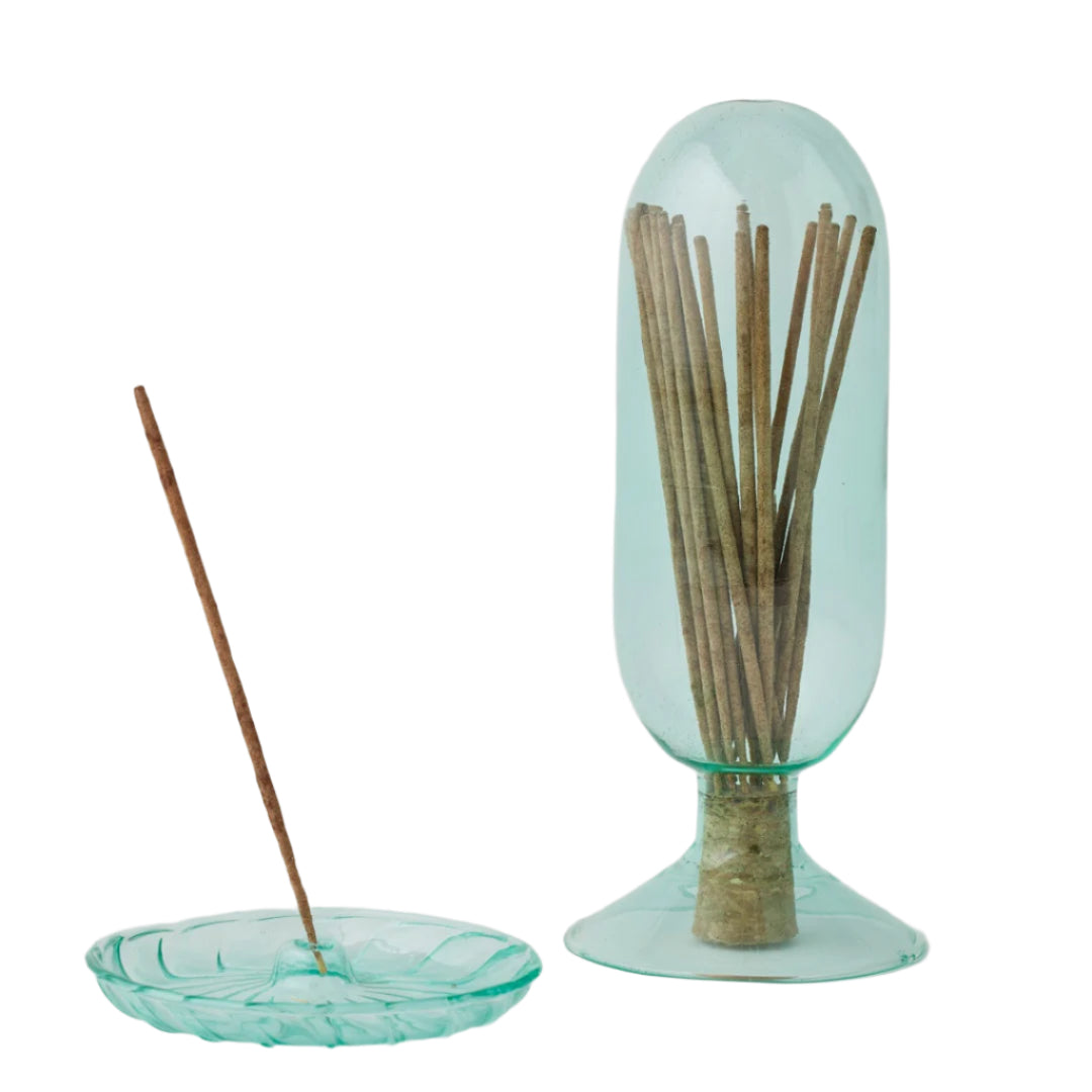 Klein Glass Cloche With 50pc Incense And Holder - Fig