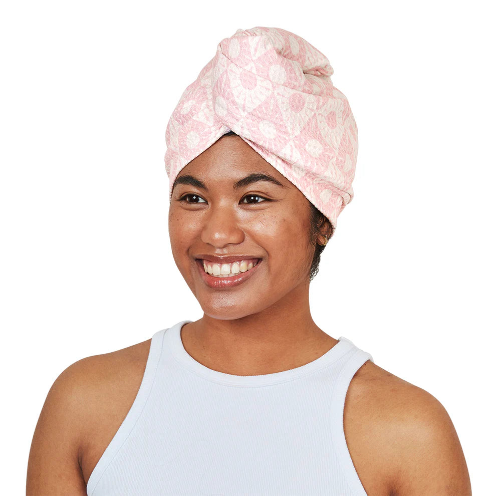 Quick Dry Waffle Hair Wrap - Diamond Pink