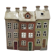 Tealight Holder - Coloured Door Triple House