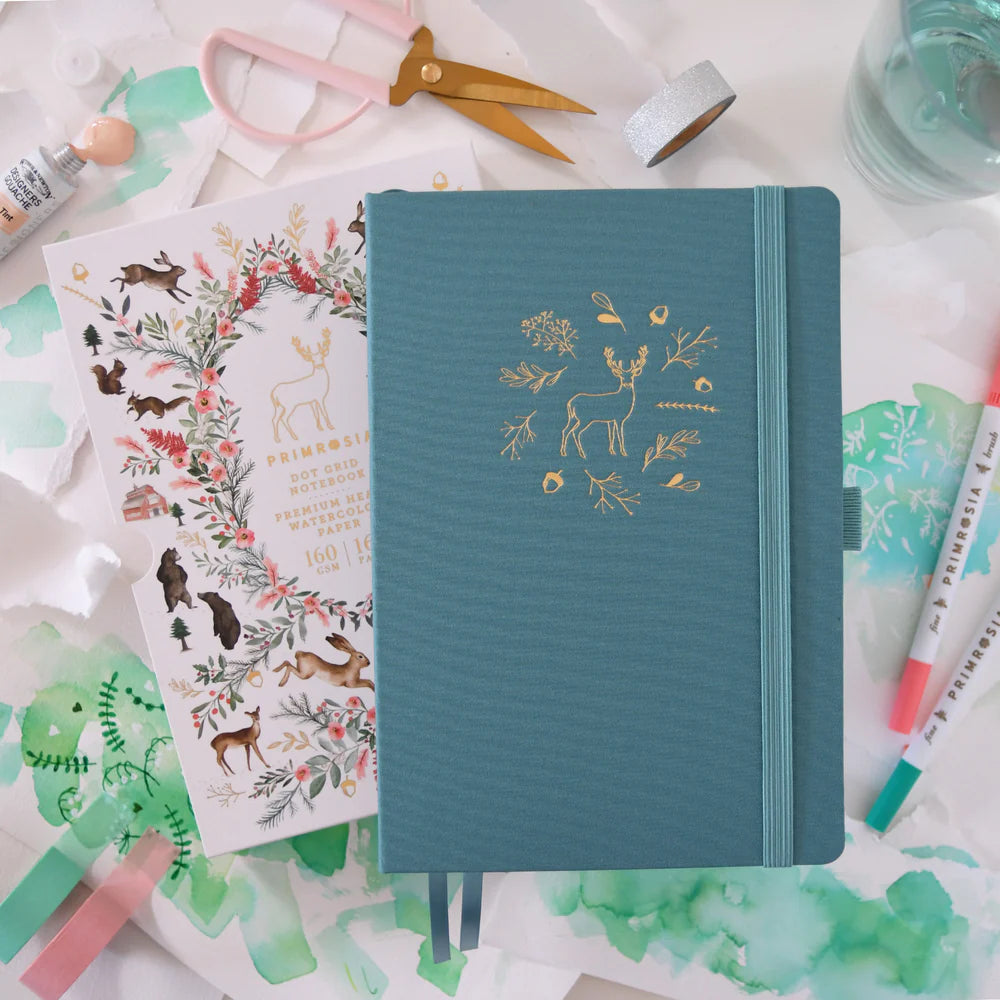 Dot Grid Notebook - Deer Woodlands Teal