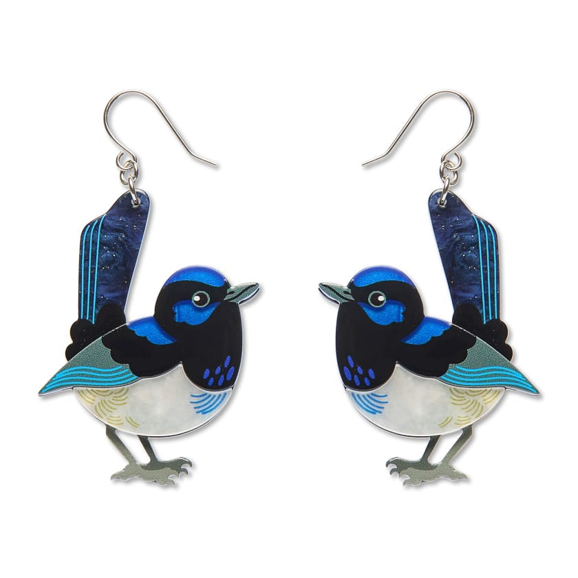 Superb Fairy Wren Drop Earrings