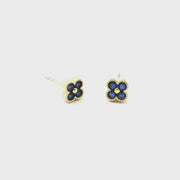 Crystal Clover Stud Earrings - Sapphire