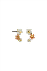 Trio Daisy Stud Earrings - Latte & White