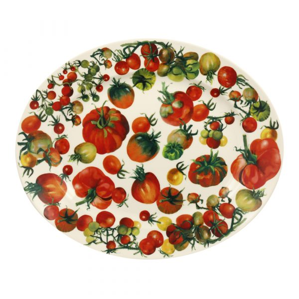 Medium Oval Platter - Vegetable Garden Tomatoes