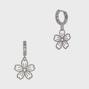 Filigree Flower Huggie Earrings - Silver