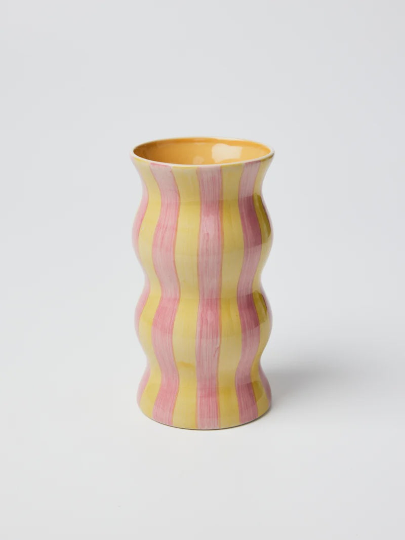 Palma Vase - Yellow Pink Stripe