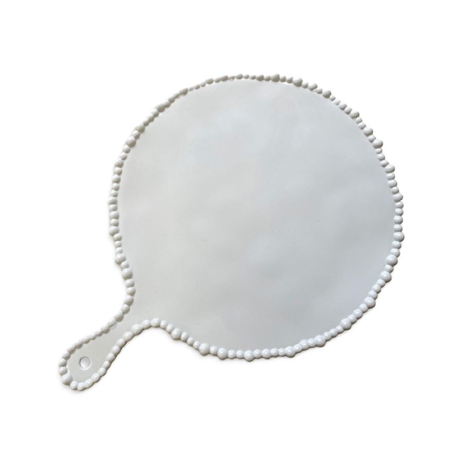 Melamine Pearl Platter Round With Handle – White