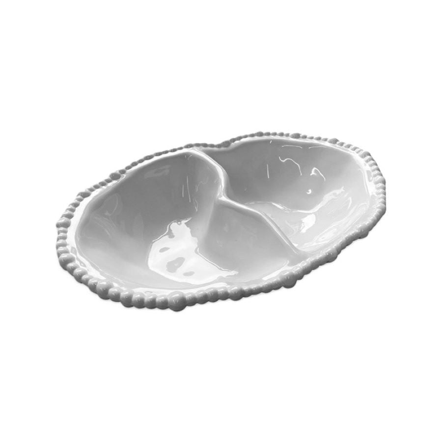 Melamine Pearl Double Serving Bowl – White
