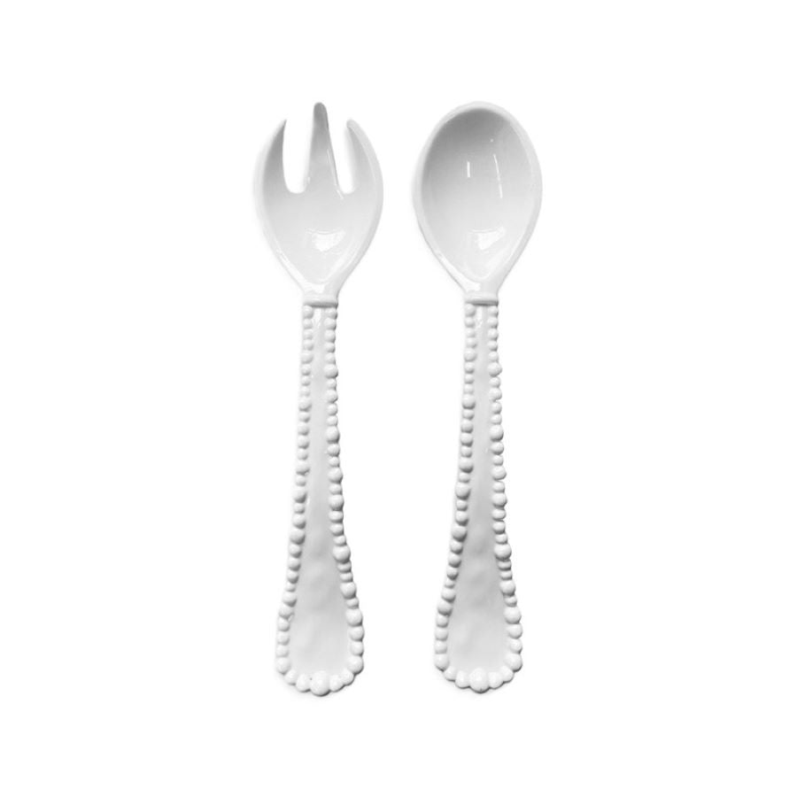 Melamine Pearl Salad Servers – White