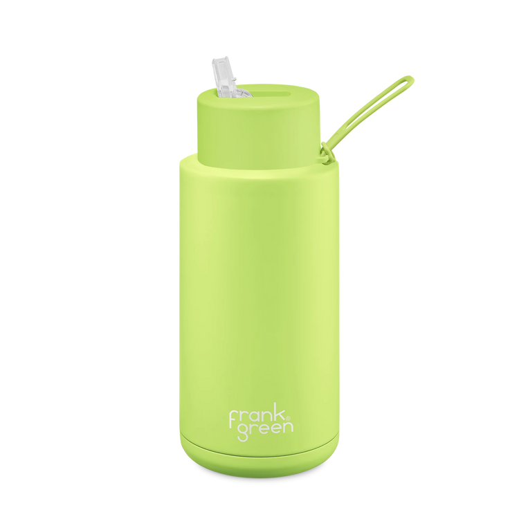 Ceramic Reusable Bottle With Straw Lid 1L - Pistachio Green