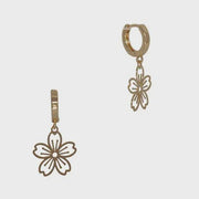 Filigree Flower Huggie Earrings - Gold