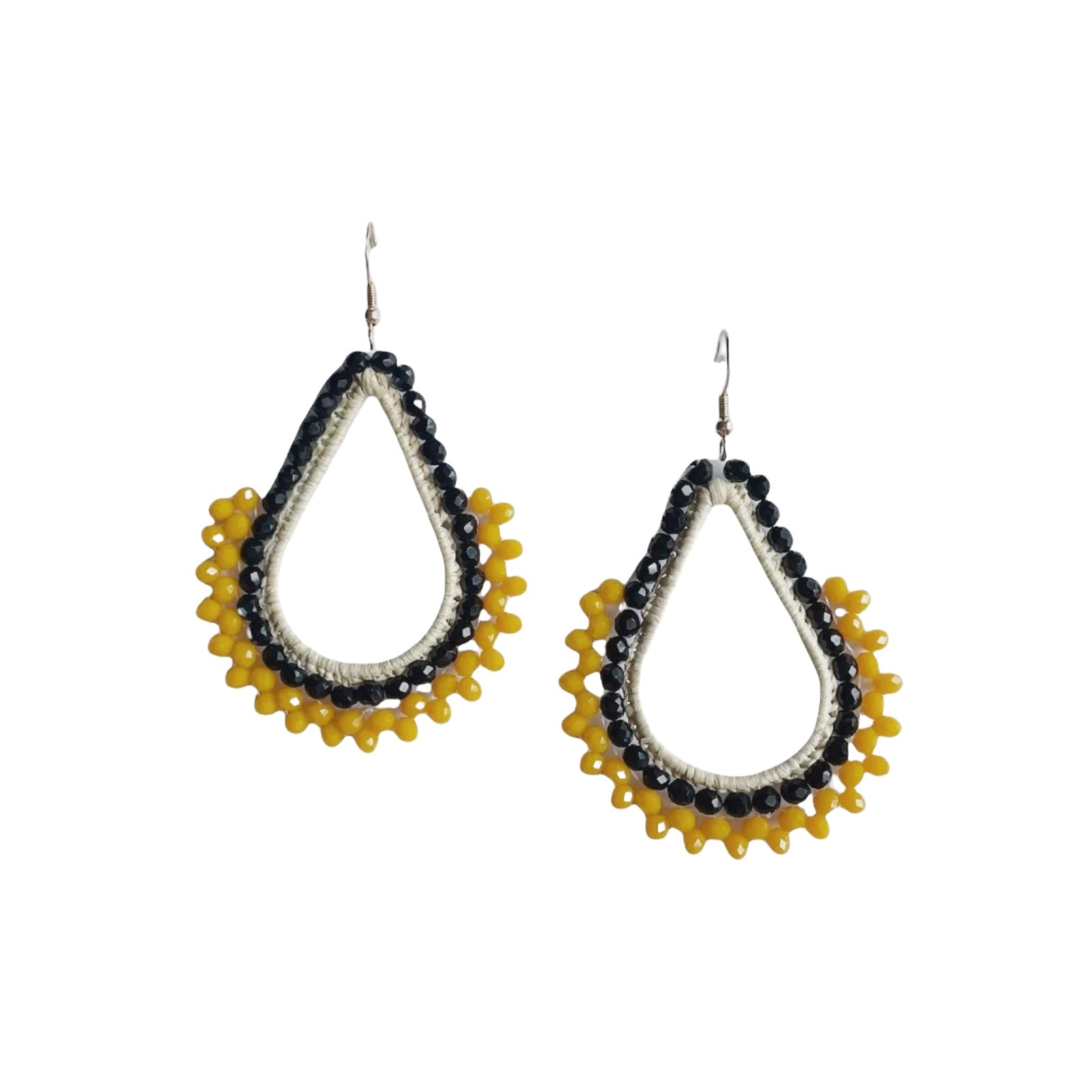 Beaded Earrings - Piper Black Mustard