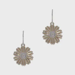 Two Tone Floral Backed Earrings - Silver/Gold