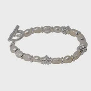 Pearl & Metal Disc Fob Bracelet - Silver