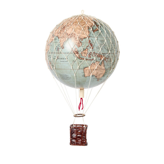 Hot Air Balloon Globe 20cm - Vintage Blue