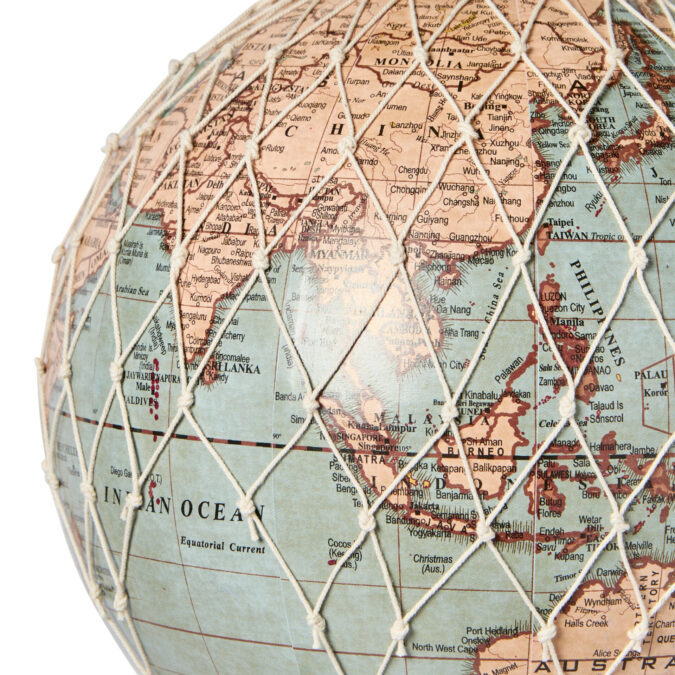 Hot Air Balloon Globe 20cm - Vintage Blue