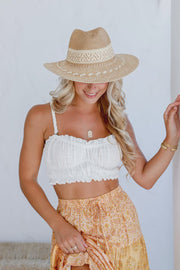 Aztec Woven Straw hat with Adjustable String - Tan