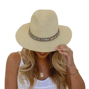 Classic Panama Hat with Embellishment Trim - Natural