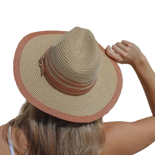 Classic Panama Hat with Detail Buckle - Terracotta