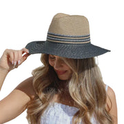 Classic Panama Hat with Contrast Detail - Tan Black