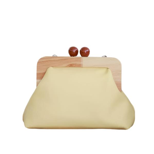 Wood Frame Clutch Bag