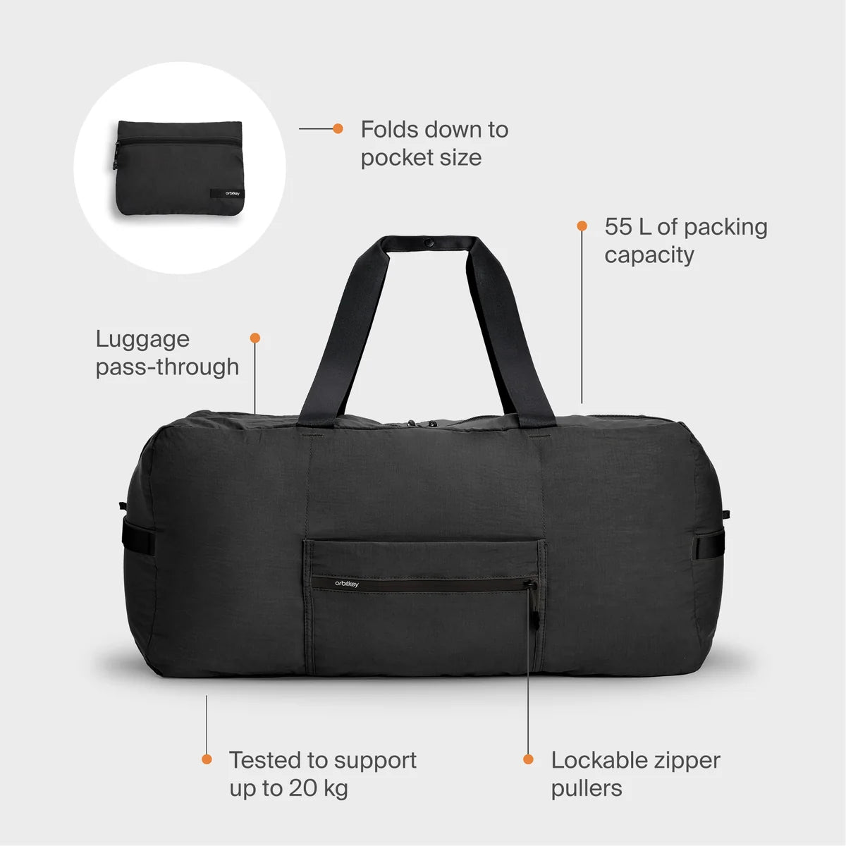 Foldable Duffel (55L) - Black