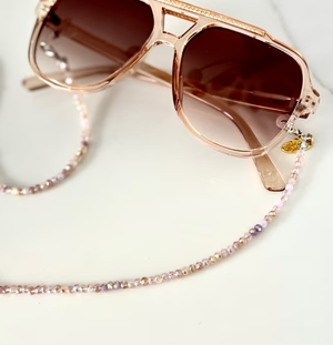 Glasses Chain Delicate - Crystal Bead Pink