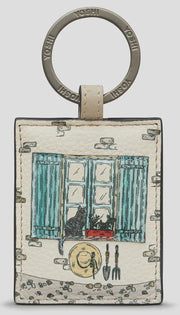 Leather Keyring - Country Cottage Window