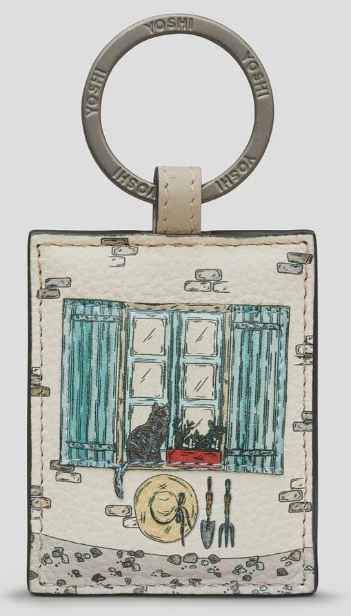 Leather Keyring - Country Cottage Window