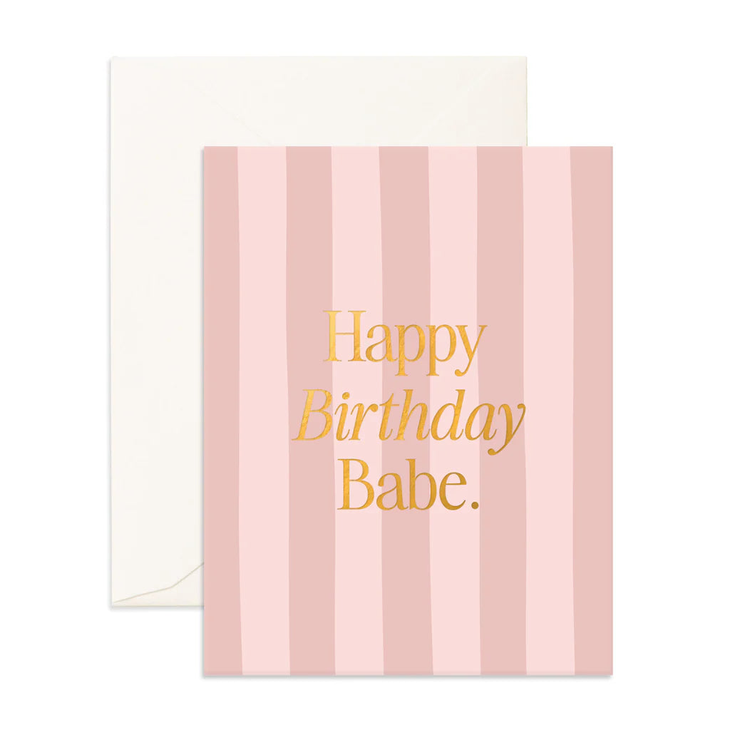 Birthday Babe Rose Stripe Greeting Card