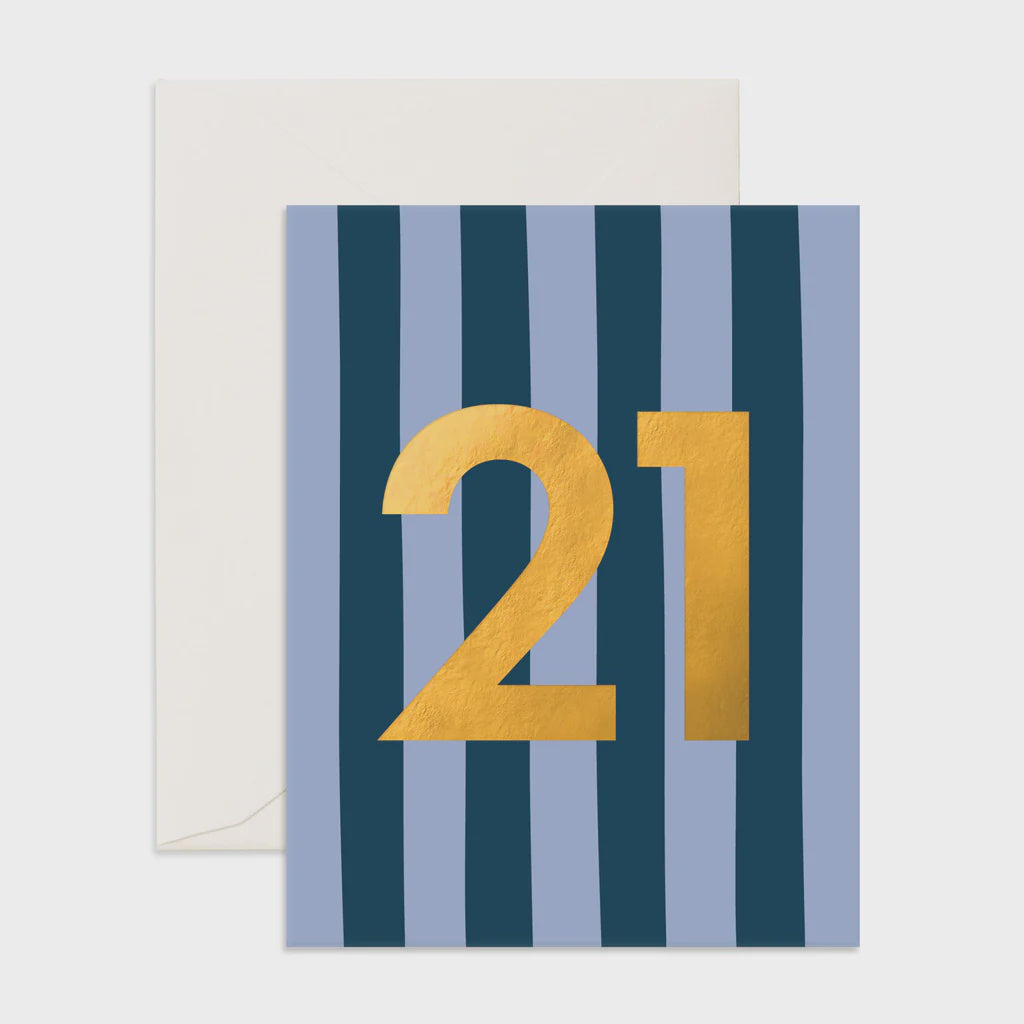 No. 21 Navy Stripe Greeting Card