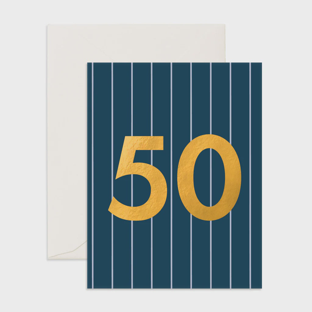 No. 50 Navy Pinstripe Greeting Card