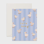 Hello Baby Ducks Blue Greeting Card