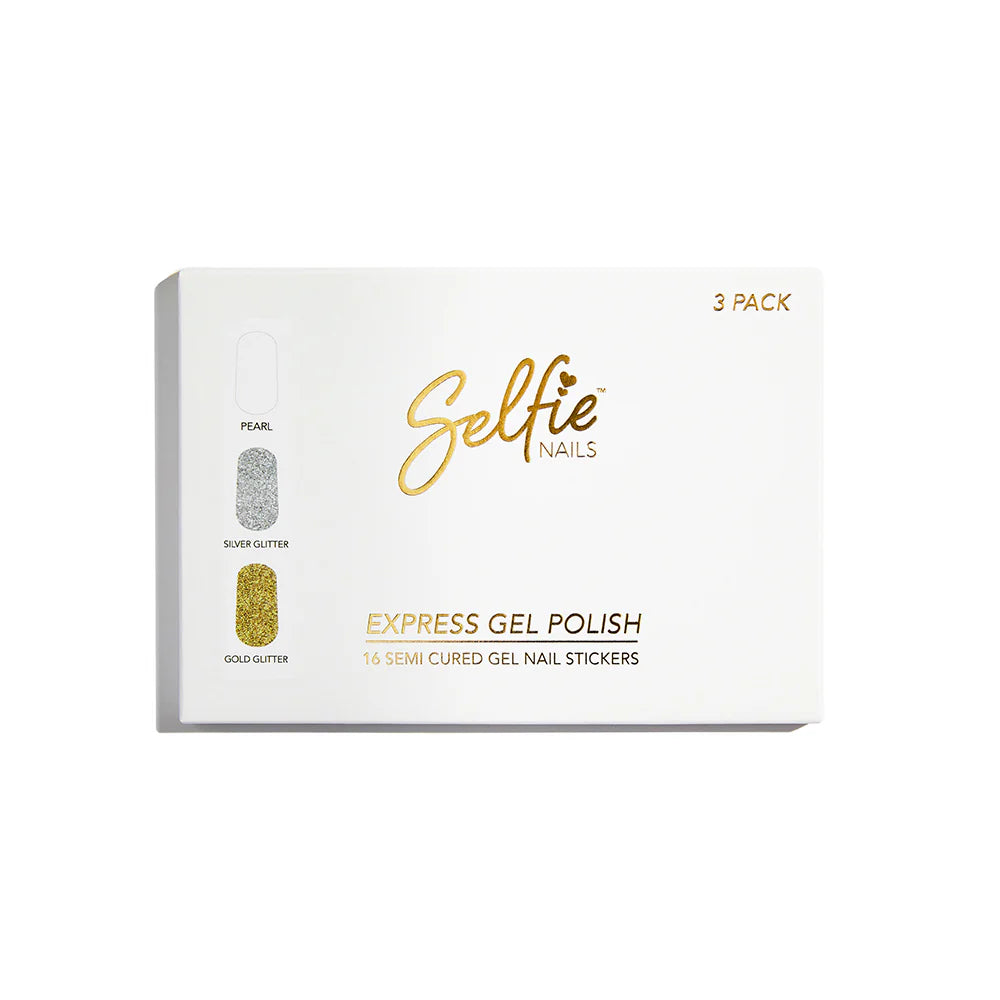 Express Gel Polish - Pearl, Silver Glitter, Gold Glitter