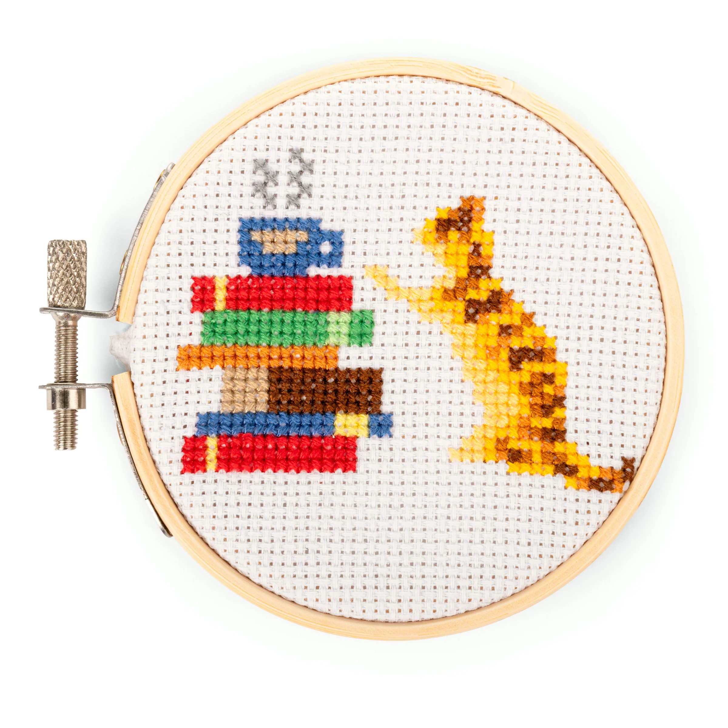 Mini Cross Stitch Embroidery Kit - Cat & Books