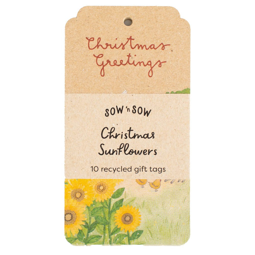 Recycled Gift Tags 10 Pack - Christmas Sunflowers