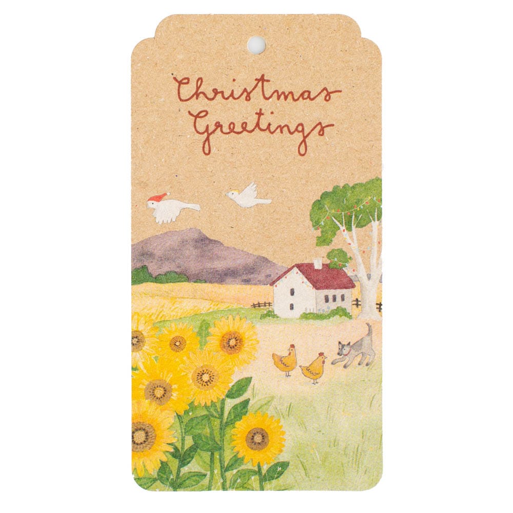 Recycled Gift Tags 10 Pack - Christmas Sunflowers