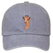 Embroidered Baseball Cap - Giraffe - Denim Blue