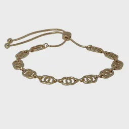 Cirlce Link Chain Slider Bracelet - Gold
