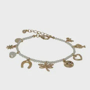 Multi Charm Bracelet - Gold/Cream