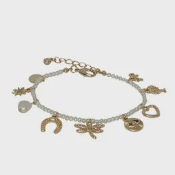 Multi Charm Bracelet - Gold/Cream