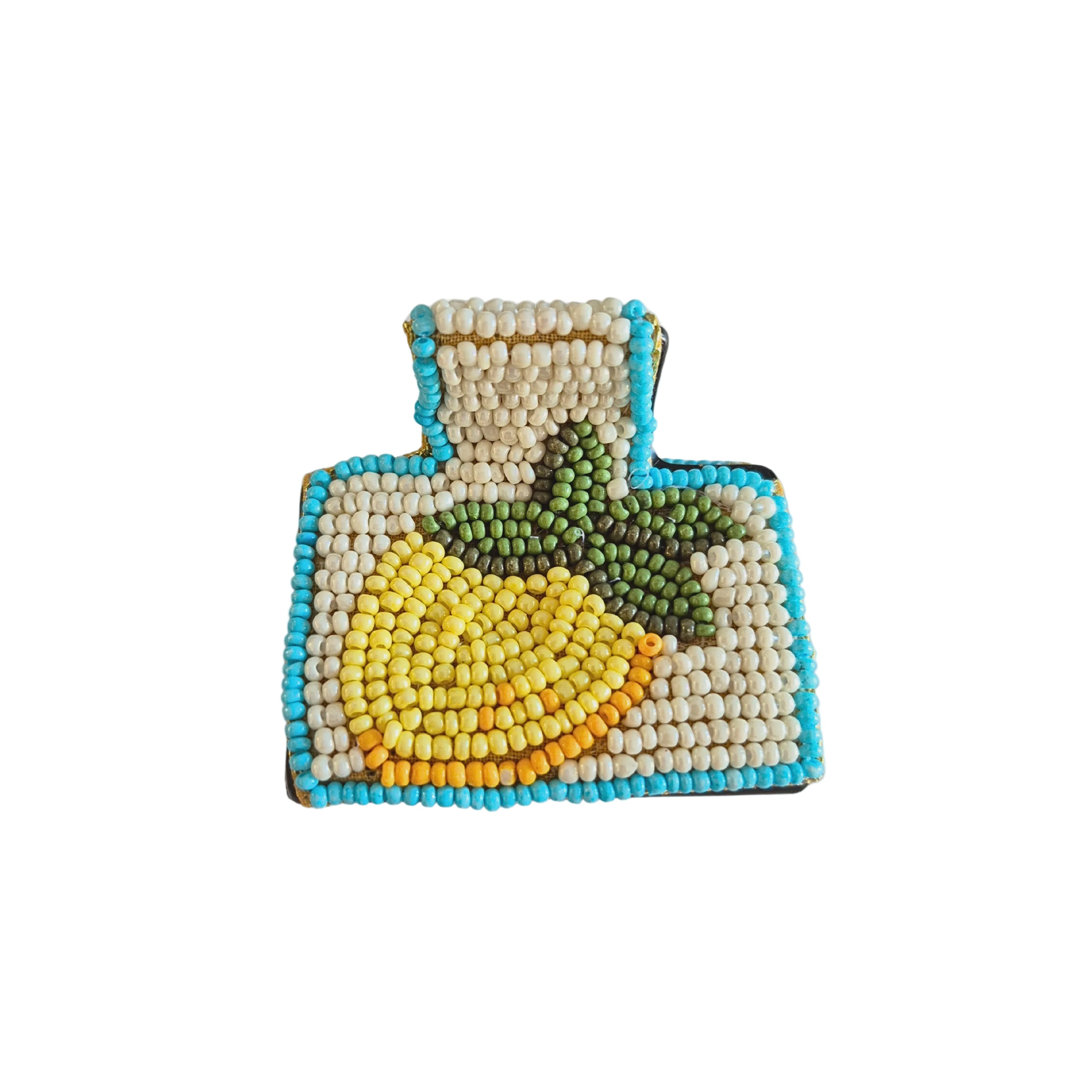 Beaded Hair Clip - Lemon