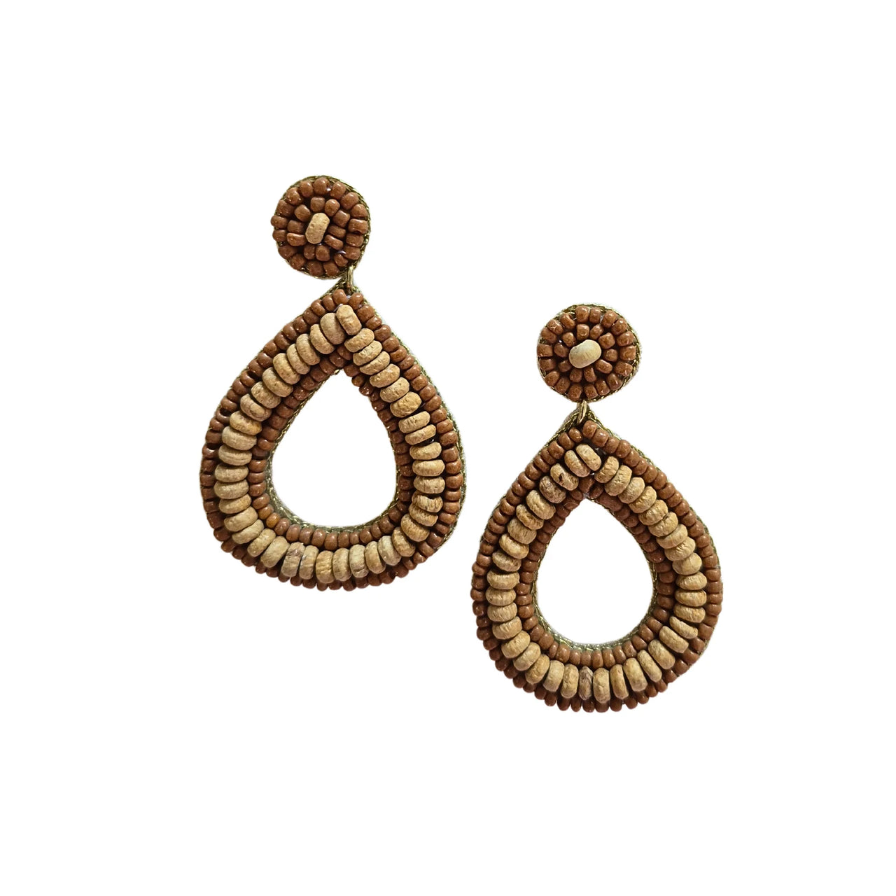 Beaded Teardrop Earrings - Natural