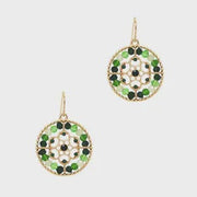 Metal Bead Circle Earrings - Mixed Green/Gold