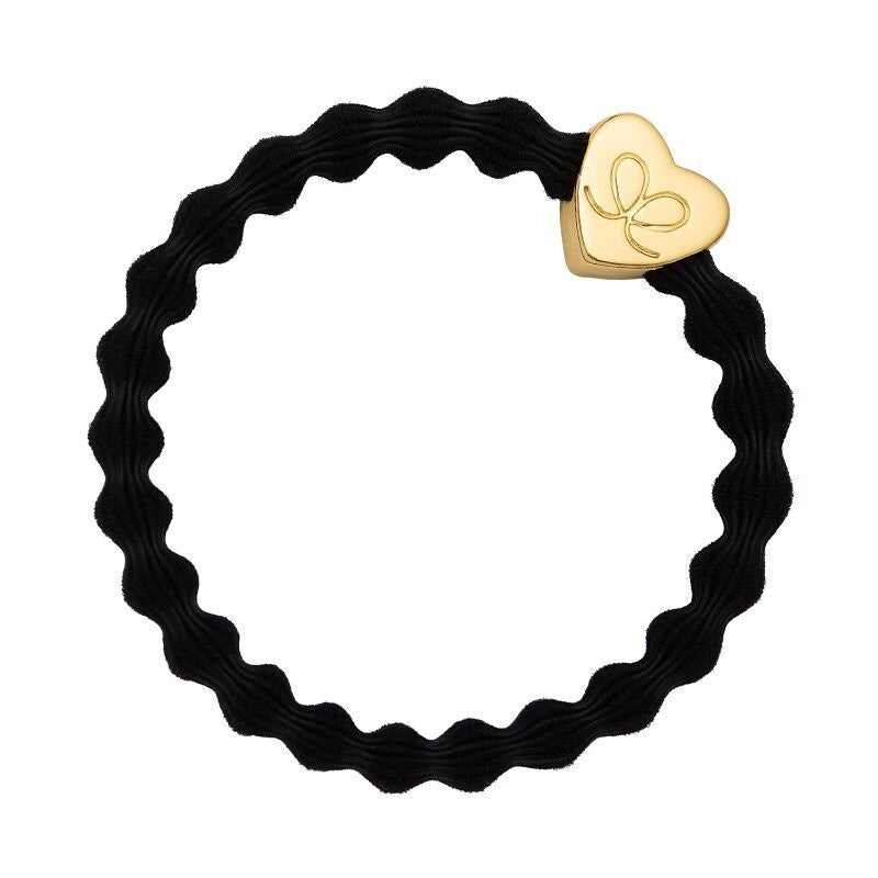 Black Bangle/Hair Band - Gold Heart