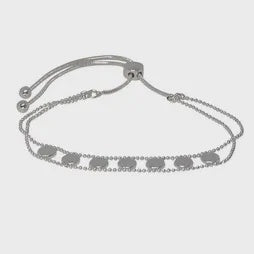 Multi Hammered Disc Slider Bracelet - SIlver