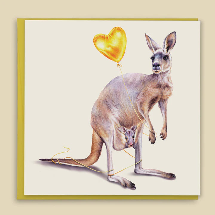 Kangaroo With Balloon Blank Card