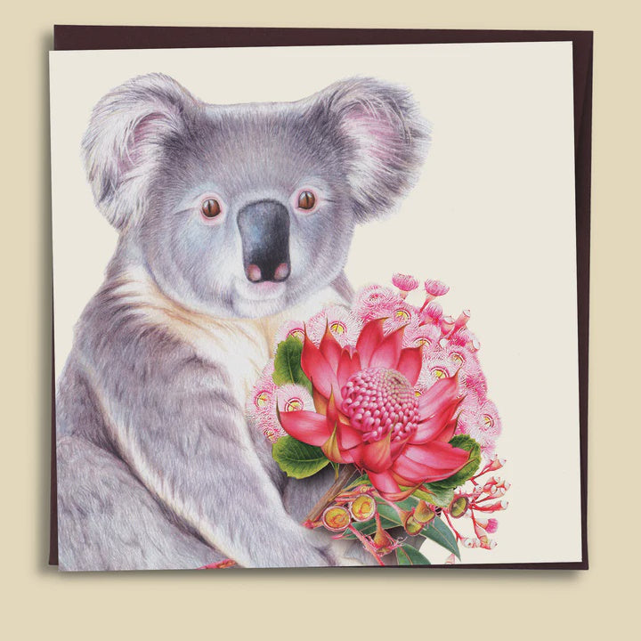 Big Koala Flowers Card