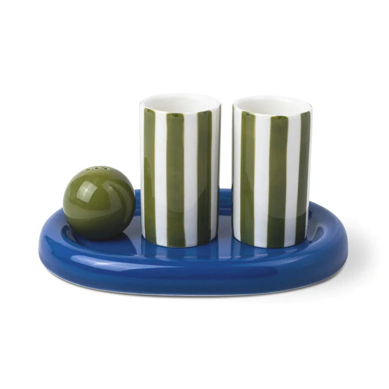 Lily Mae Ceramic Tequila Shot Glass Set - Cobalt & Olive