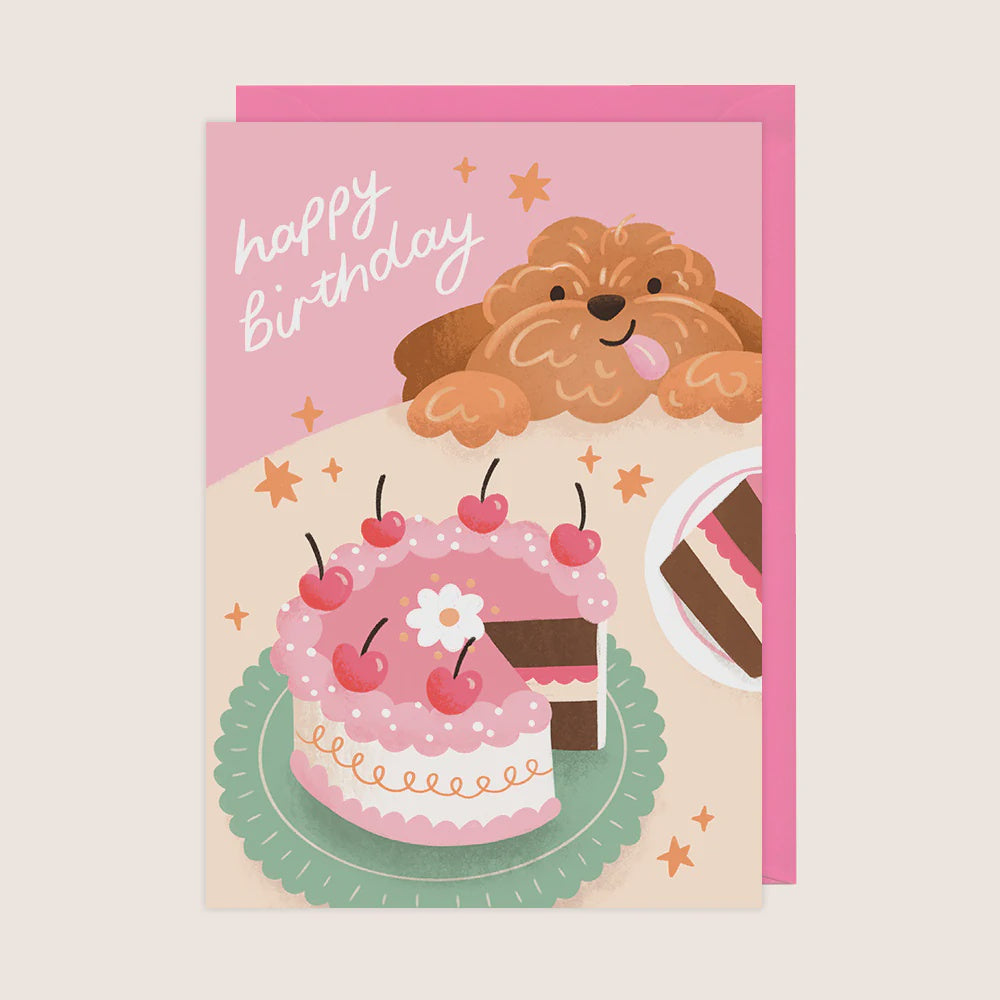 Dog & Cake Happy Birthday Card